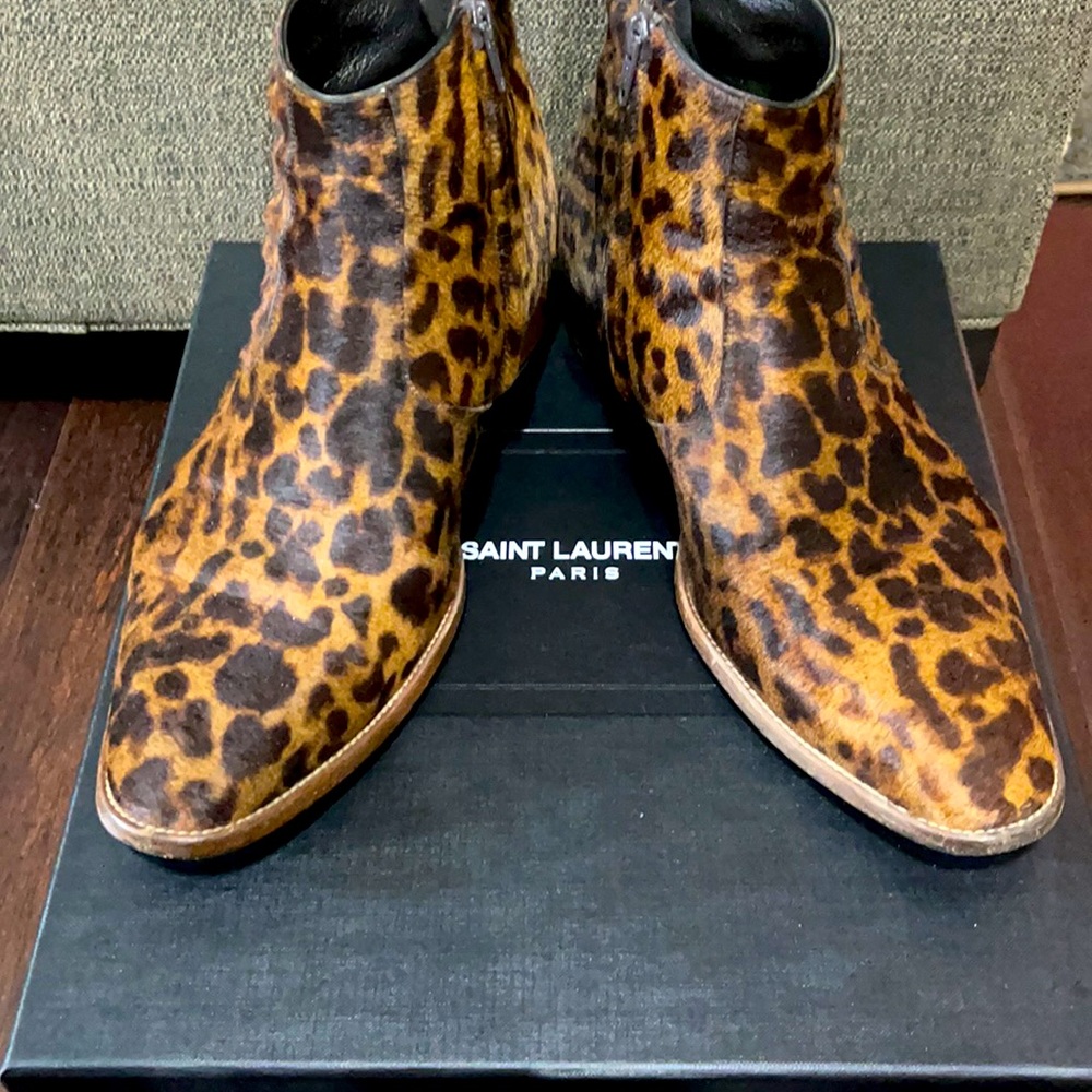 Saint Laurent Wyatt Ponyhair Demi Boot